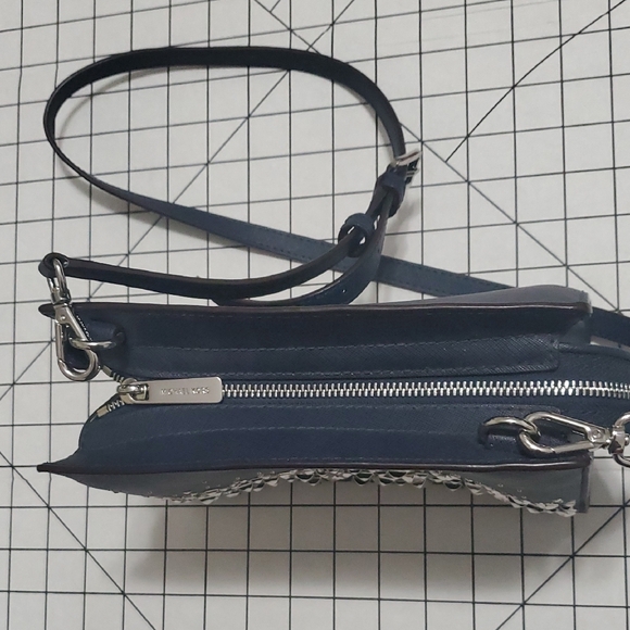 Michael Kors Dark Blue Crossbody Bag with Silver Accents - Picture 7 of 14